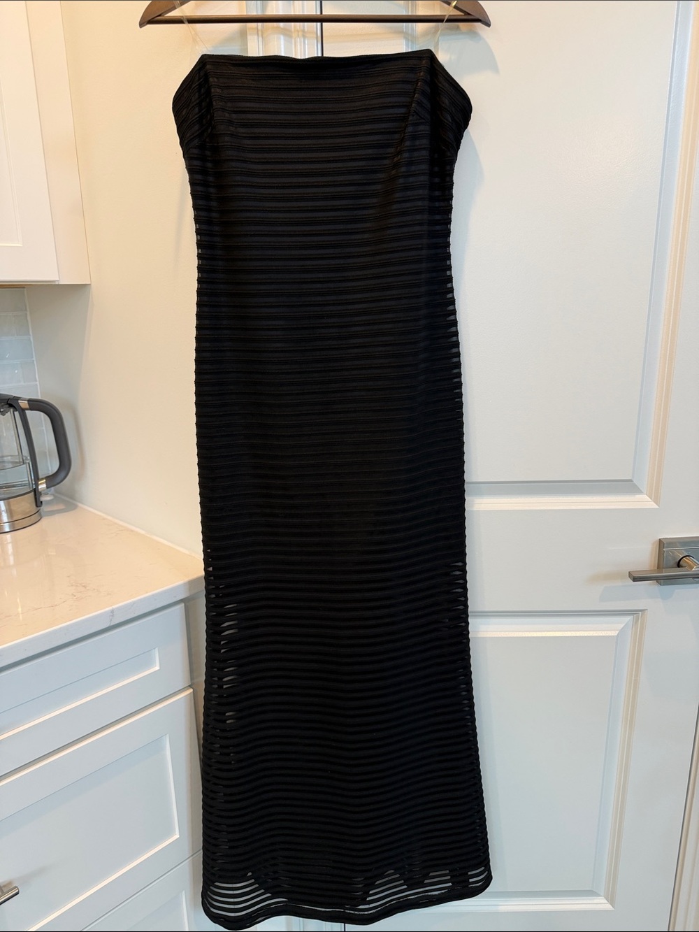 Jump Apparel Black Strapless Ribbed Maxi Dress